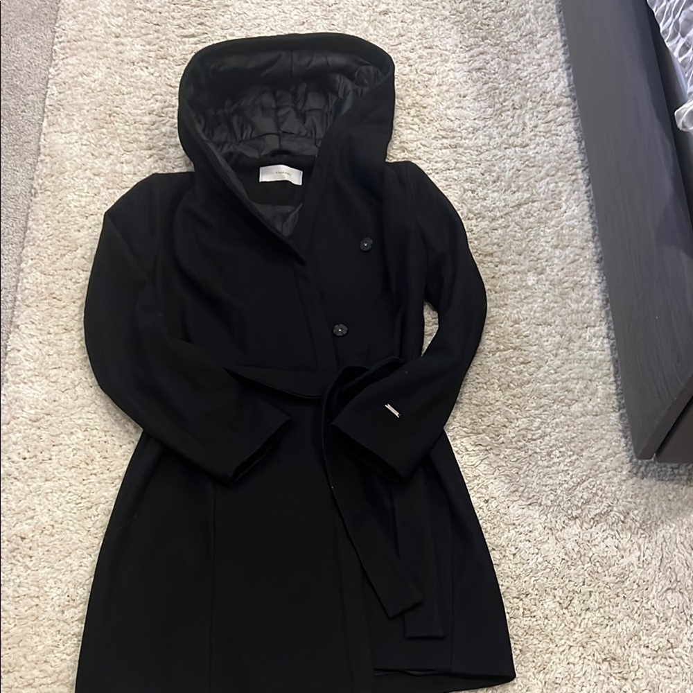T Tahari Black Hooded Coat